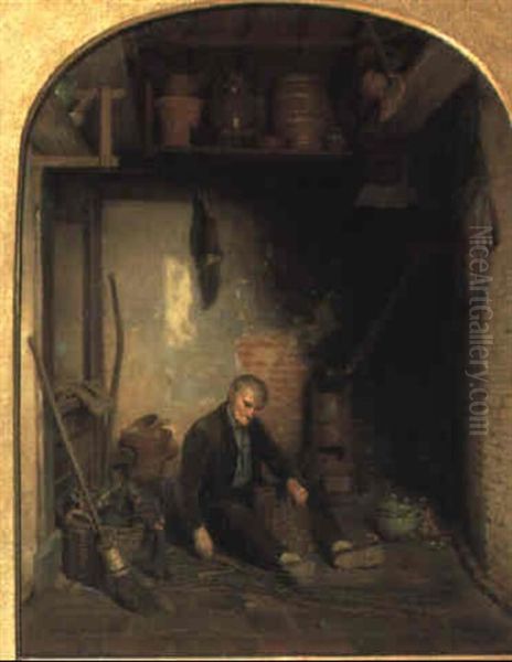 Der Korbflechter Oil Painting by Lambertus Lingeman