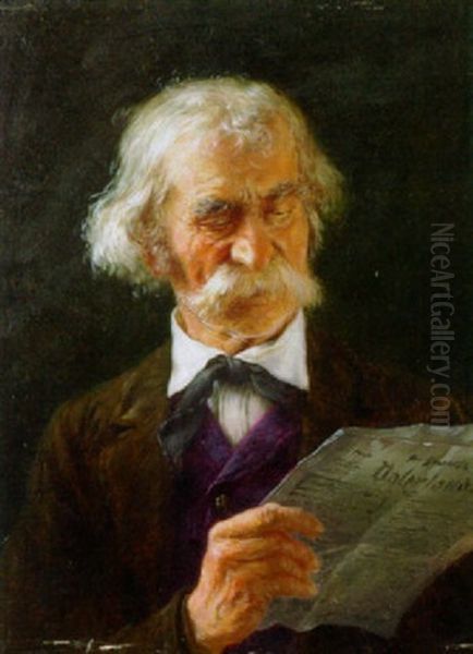 Alter Mann Bei Der Zeitungslekture Oil Painting by Eugen Lingenfelder