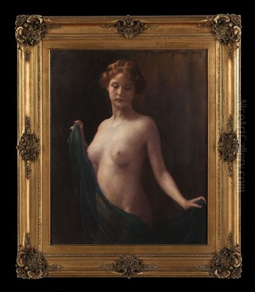 Nude Holding A Gauze Veil by Otto Theodore Gustav Lingner