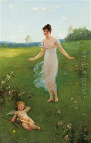 Fruhlingserwachen Oil Painting by Otto Theodore Gustav Lingner