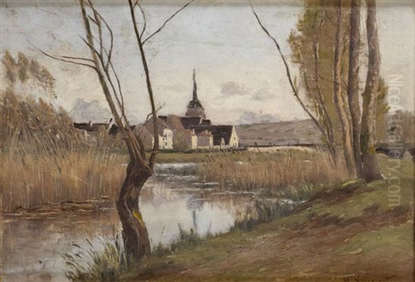 Vue D'un Village Oil Painting by Henri Linguet