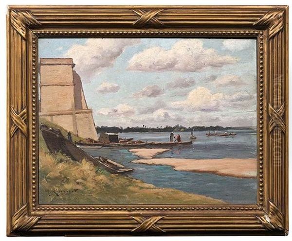 Fischerboote Am Ufer, Wohl In Der Bretagne Oil Painting by Henri Linguet