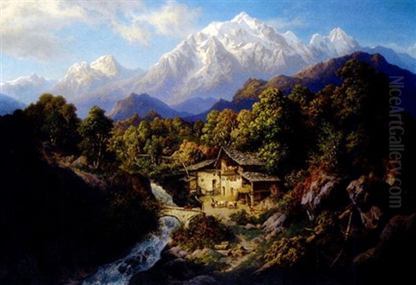 Landschaft Aus Sudtirol Mit Blick Auf Die Marmolata Oil Painting by Paul Rudolf Linke