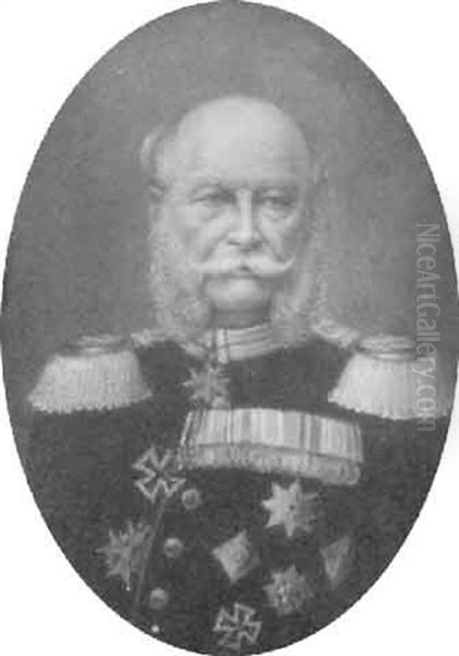 Brustbildnis Kaisers Wilhelm I In Uniform Mit Reichem Ordenschmuck Und Epauletten Oil Painting by Paul Rudolf Linke