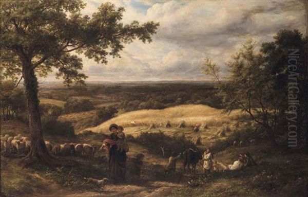 Open Country Oil Painting by James Thomas Linnell