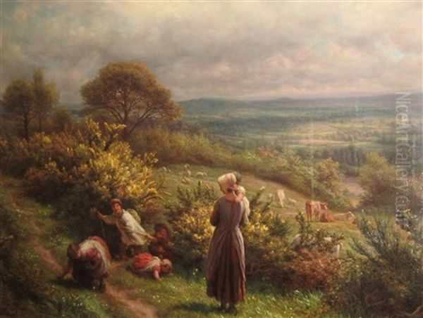 A May Morning While Earth Herself Is Adorning, This Sweet May-morning (wordsworth, Intimations Of Immortality) Oil Painting by James Thomas Linnell