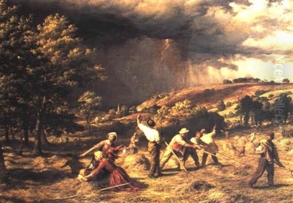 A Thunder Shower Oil Painting by James Thomas Linnell