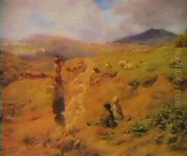 The Mountain Path Oil Painting by James Thomas Linnell