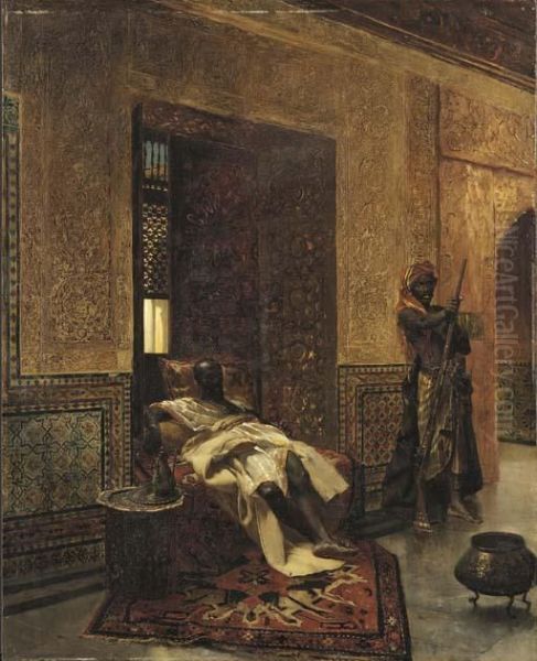 Guarding The Chieftan Oil Painting by Armande Benjamin-Constant