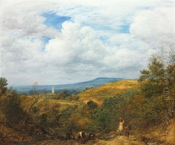 The North Downs, Surrey Oil Painting by John Linnell