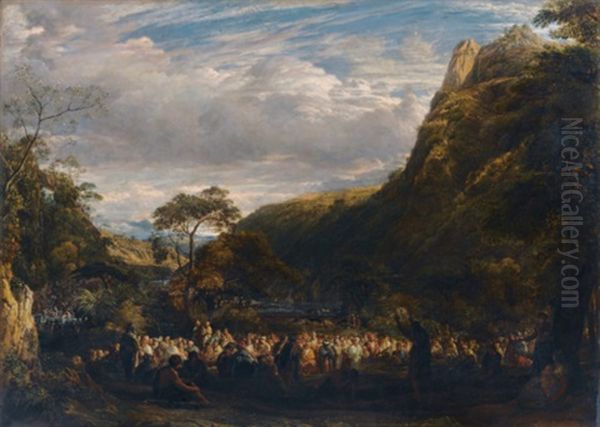 Saint John The Baptist Preaching In The Wilderness Oil Painting by John Linnell