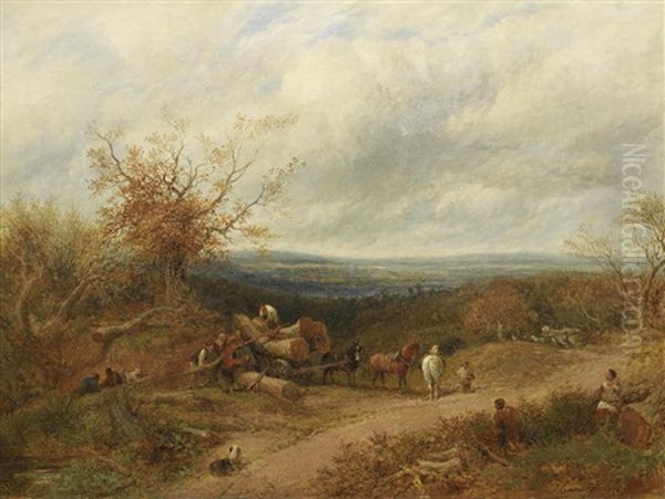 Woodcutters Oil Painting by John Linnell