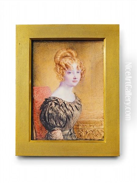 A Portrait Of A Young Red Haired Lady Oil Painting by John Linnell