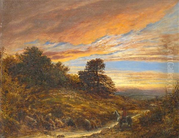 Figure By A Stream At Dusk Oil Painting by John Linnell