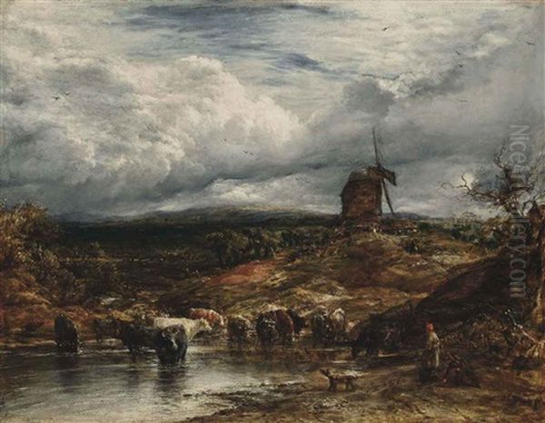 The Windmill Oil Painting by John Linnell