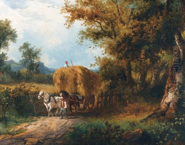 Sommerliche Landschaft Mit Einem Heuwagen Oil Painting by John Linnell