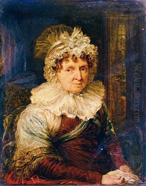 Portrait Of Mrs. Anna Young Oil Painting by John Linnell