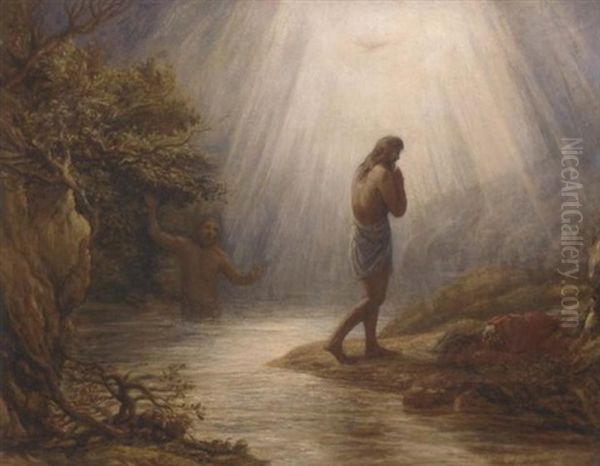 The Baptism Of Christ Oil Painting by John Linnell