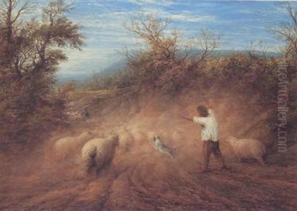 The Dusty Road Oil Painting by John Linnell