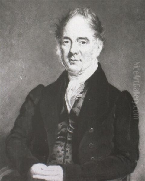 Portrait Of A Gentleman Wearing A Blue Waistcoat Oil Painting by John Linnell