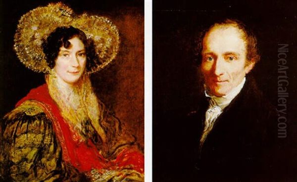 Portrait Of The Reverend Henry George Keene &    Portrait Of Anne Keene, His Wife Oil Painting by John Linnell