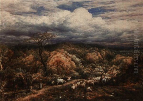 A Bye Road Oil Painting by John Linnell