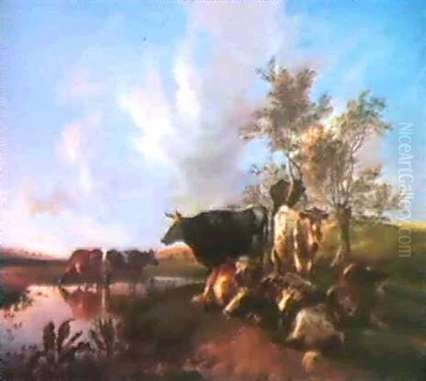 Paysage, Bord De Riviere Oil Painting by John Linnell