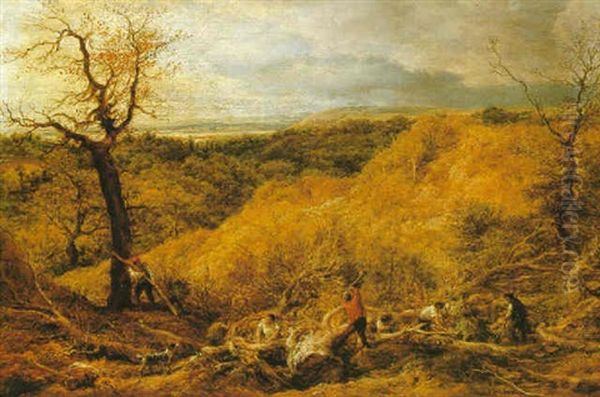 The Wood Cutters Oil Painting by John Linnell