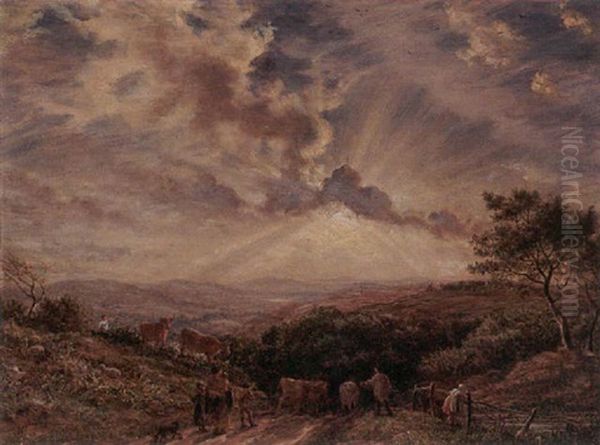 Haytime Oil Painting by William Linnell