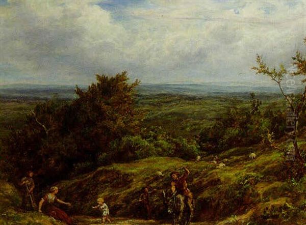 Playful Return, Redhill, Surrey Oil Painting by William Linnell