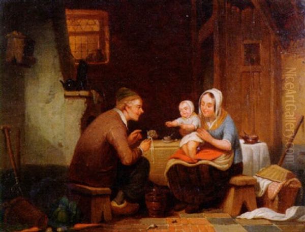 Junge Familie Am Kuchentisch Oil Painting by Willem Linnig the Elder