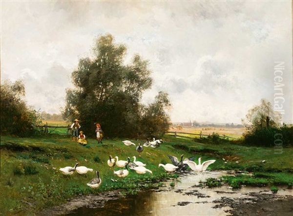 Sommerlandschaft Am Fruhen Morgen Oil Painting by Adolf Lins