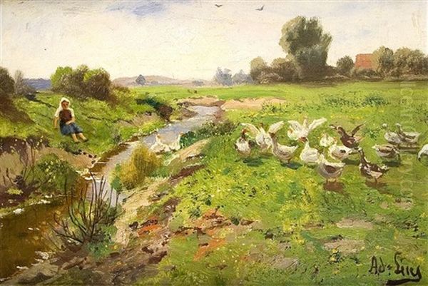 Sommer Am Bach by Adolf Lins