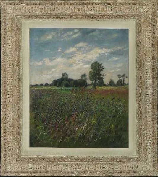 Sommerliche Wiesenlandschaft Oil Painting by Adolf Lins