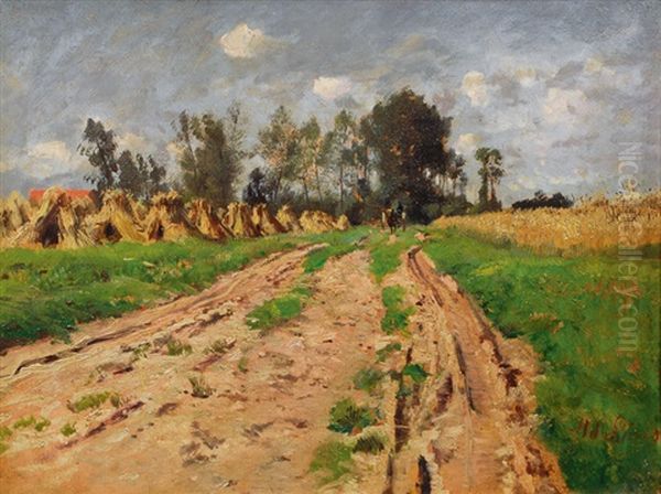 Summer In The Fields Oil Painting by Adolf Lins