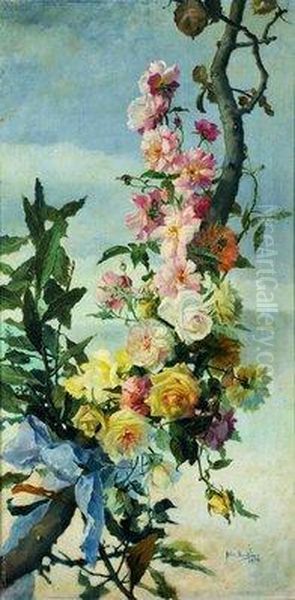 Flores Oil Painting by Blas Benlliure Y Gil