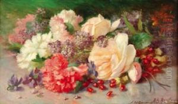 Bouquet De Flores Oil Painting by Blas Benlliure Y Gil