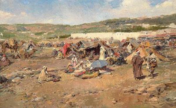 Campamentoarabe Oil Painting by Jose Benlliure Y Gil