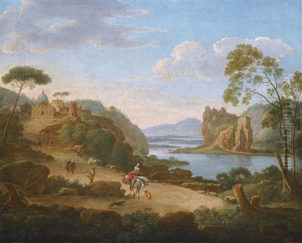 Vue D'un Paysage Imaginaire Avec Saint Pierre De Rome Oil Painting by Hendrick Frans van Lint