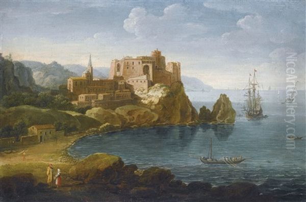 Vue De La Cote Mediterraneenne Oil Painting by Hendrick Frans van Lint