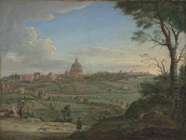 Saint Peter's And The Vatican, Rome, From The North Oil Painting by Hendrick Frans van Lint