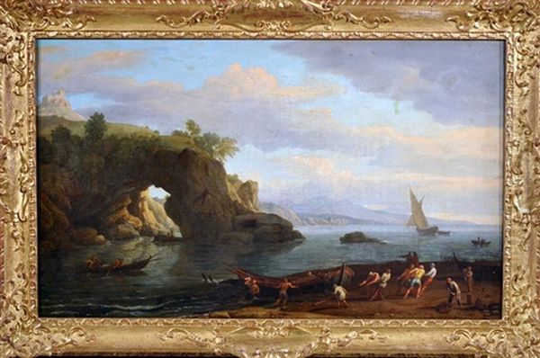 Marina Oil Painting by Hendrick Frans van Lint