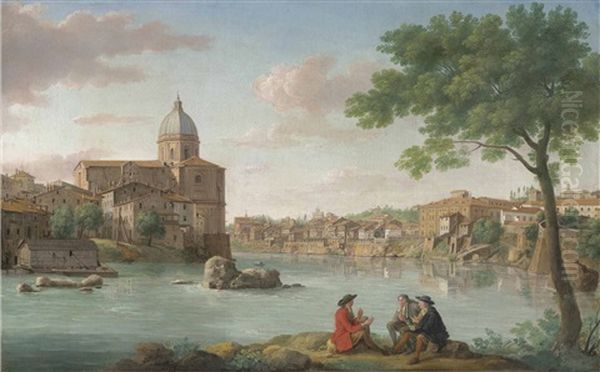 The Church Of San Giovanni Dei Fiorentini, On The Tiber, Rome Oil Painting by Hendrick Frans van Lint