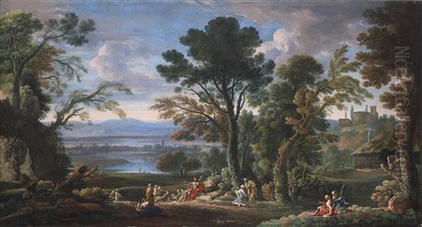 Landschaft Mit Der Predigt Johannes Des Taufers Oil Painting by Hendrick Frans van Lint