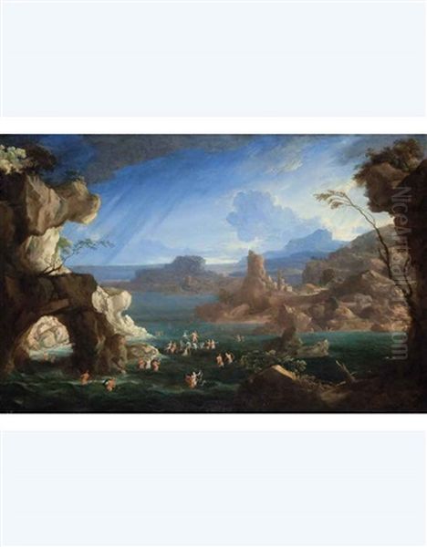 Paesaggio Marino Con Il Trionfo Di Galatea Oil Painting by Hendrick Frans van Lint