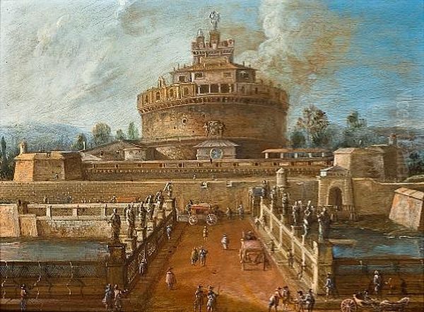 A View Of Castel Sant'angelo, Rome Oil Painting by Hendrick Frans van Lint