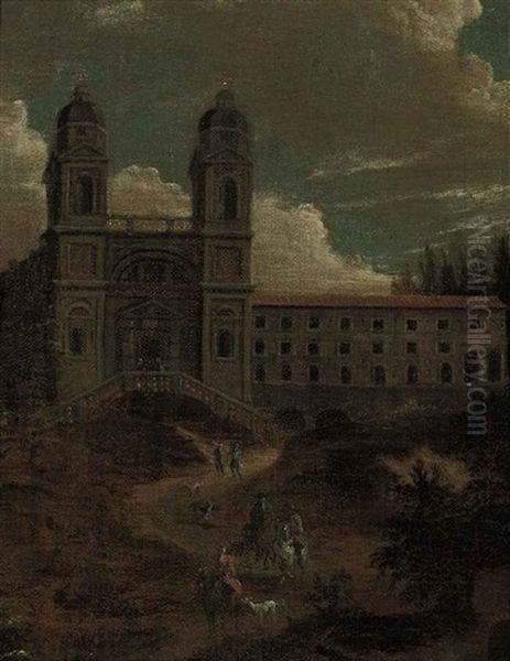 The Church Of Santa Trinita Dei Monti, Rome Oil Painting by Hendrick Frans van Lint