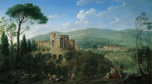 Paesaggio Con Il Tempio Di Sibilla A Tivoli Oil Painting by Hendrick Frans van Lint