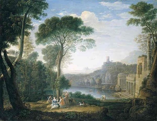 A Classical Landscape With The Nymph Egeria Mourning For Numa Oil Painting by Hendrick Frans van Lint