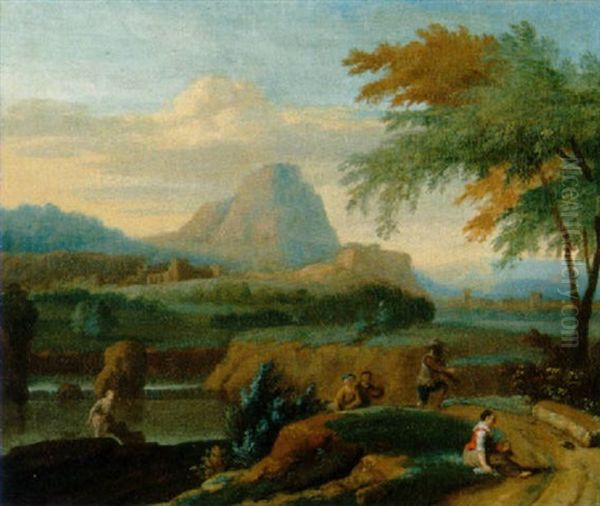 Sudliche Landschaft Mit Figuren Oil Painting by Hendrick Frans van Lint